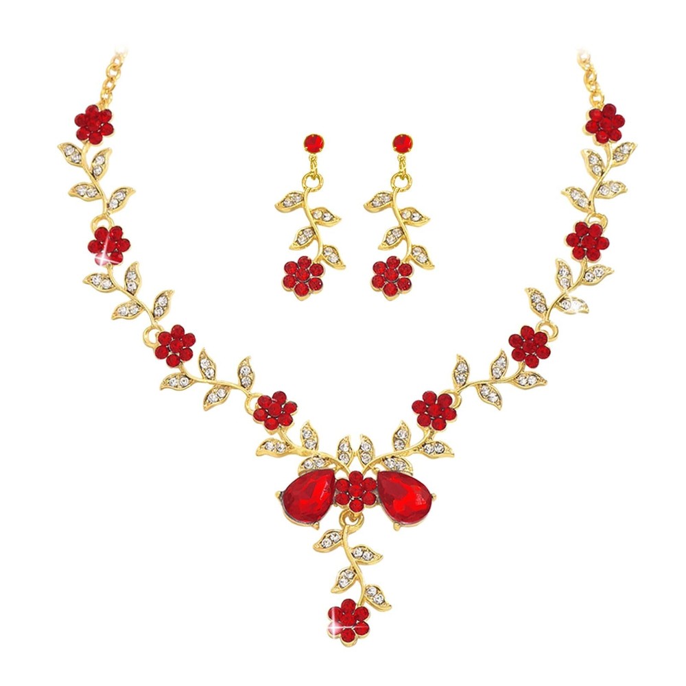 Wedding Jewelry Set For Women, Leaf Cluster Flower Rhinestone Crystal Dangle ...