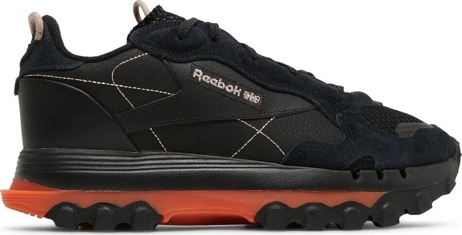 Reebok Cardi B Classic Leather Womens Casual Shoes Size 7 Black Orange GY5925