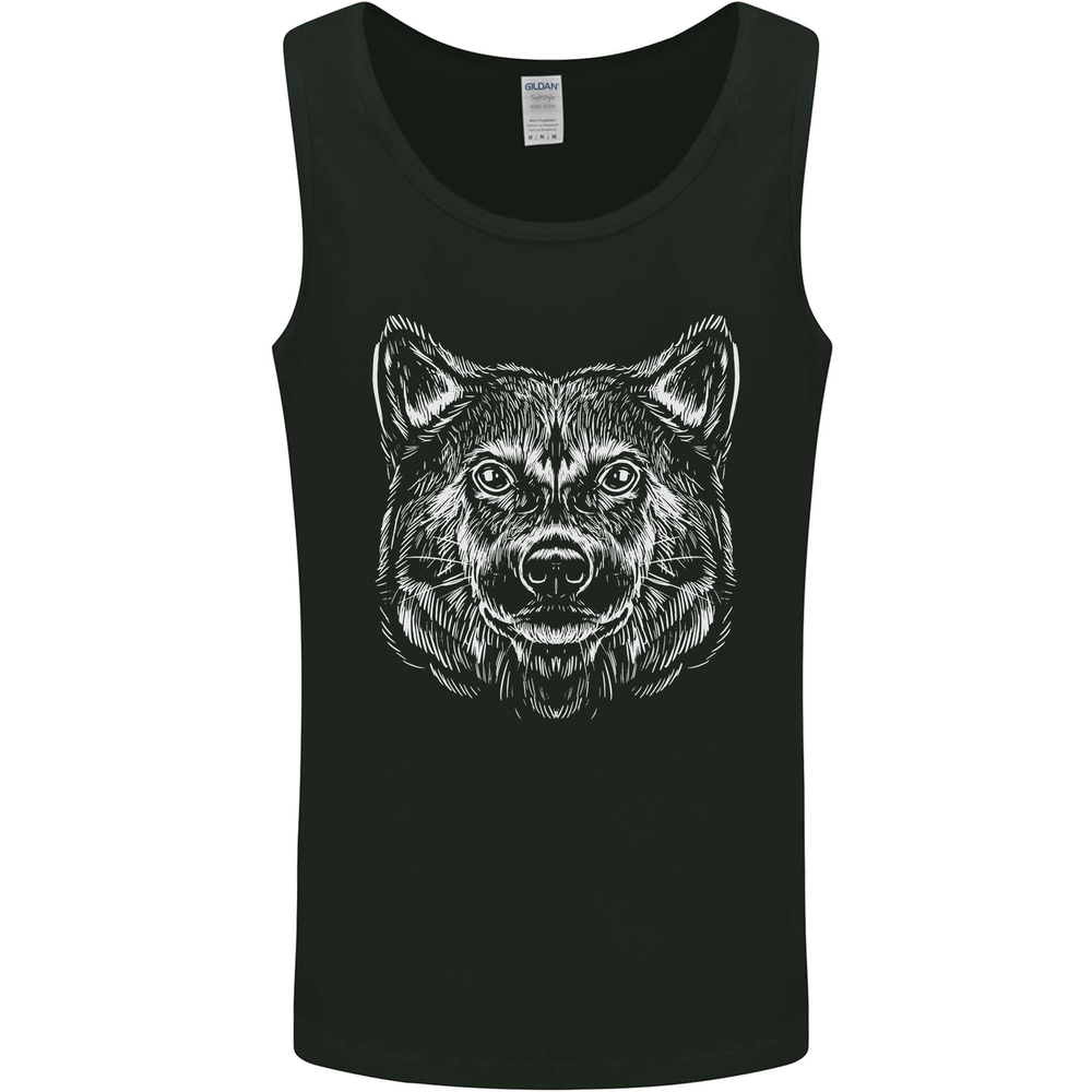 A Shiba Dog Drawing Mens Vest Tank Top