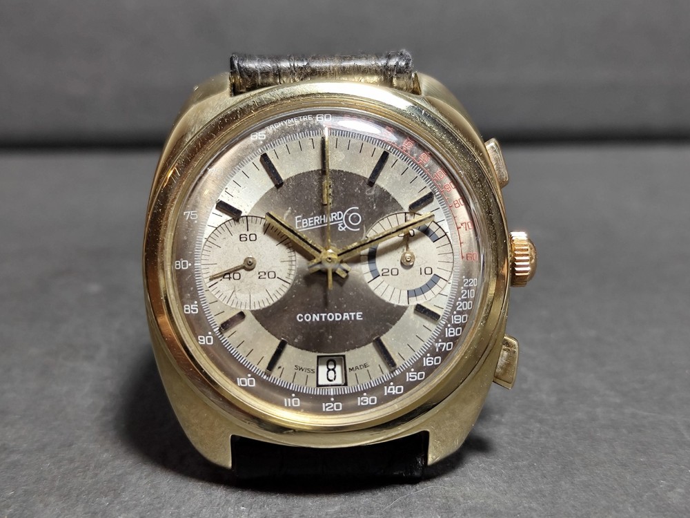 Hyper Rare Eberhard Contodate Chronograph Cal. 325 Solid Gold 18kt Gold Vintage