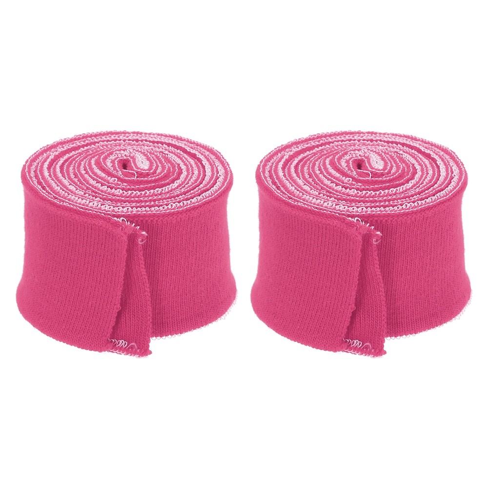 2Pcs 1.5 Inch x 2.6ft Elastic Cuffs Knitted Ribbed Cotton Fabric Rose Red