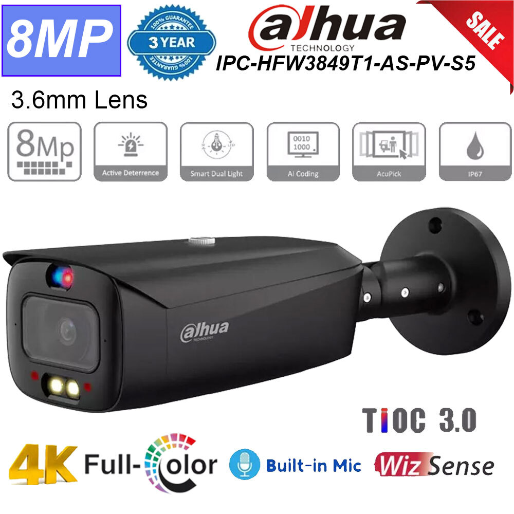 Dahua IPC-HFW3849T1-AS-PV-S5 8MP Full-Color 2-Way Audio SMD4.0 TiOC3 PoE Camera