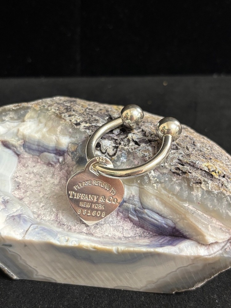 Tiffany & Co Sterling Silver Heart Tag Horseshoe Key Ring