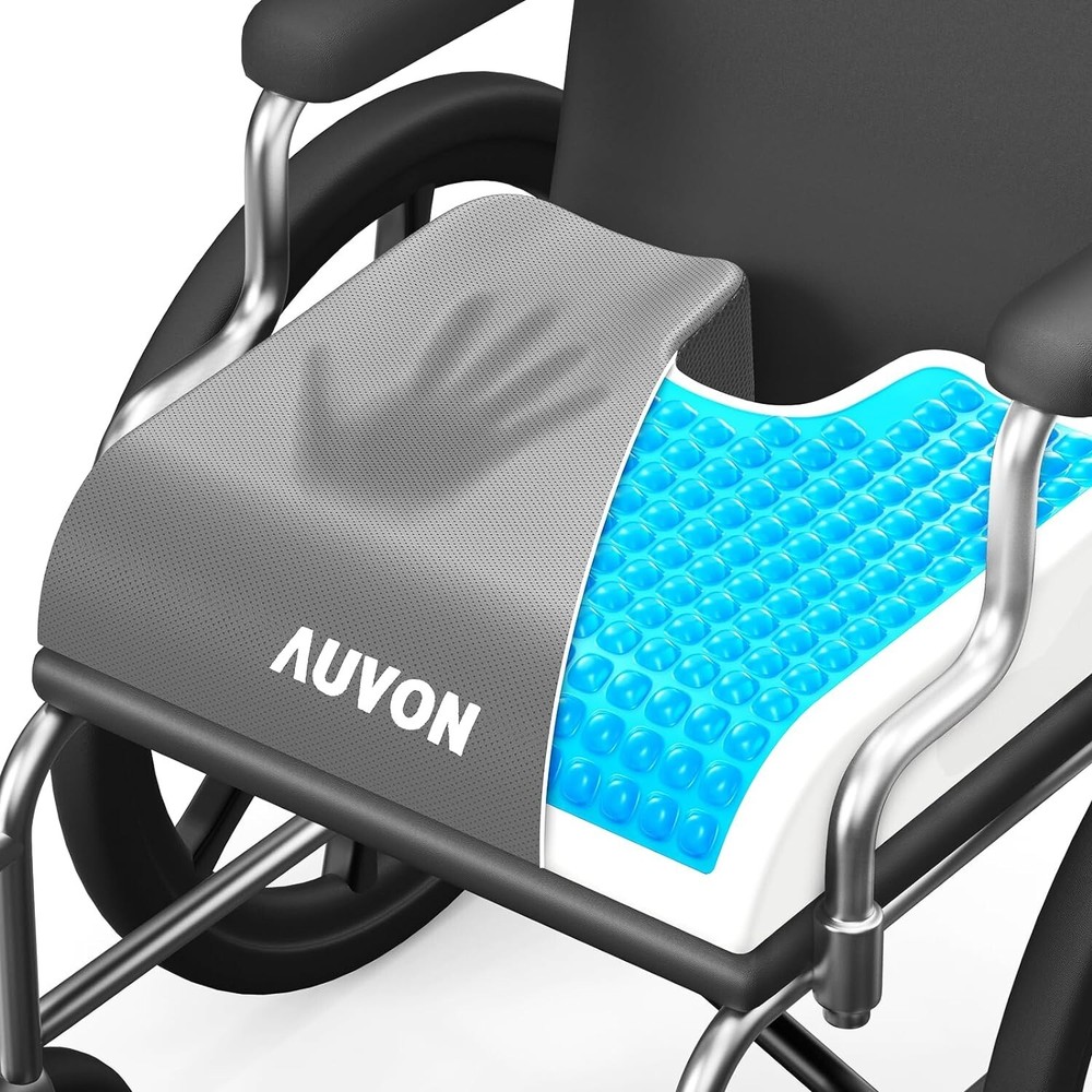 Coccyx Relief Gel Wheelchair Cushion - Ergonomic, Portable with Removable Strap