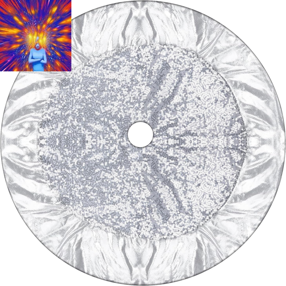 Mini Silver Christmas Tree Skirt 24 Inch, Small Christmas Tree Skirt with Glitte