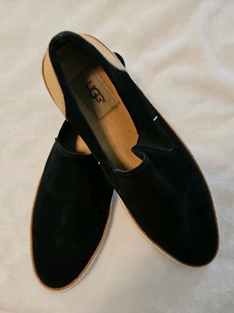 UGG Adley Black Slip-On Shoes for Women Size 9 - Perforated Suede Upper 1091749