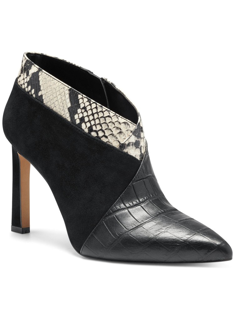 VINCE CAMUTO Black Snakeskin Croc Stiletto Leather Booties Size 5 M