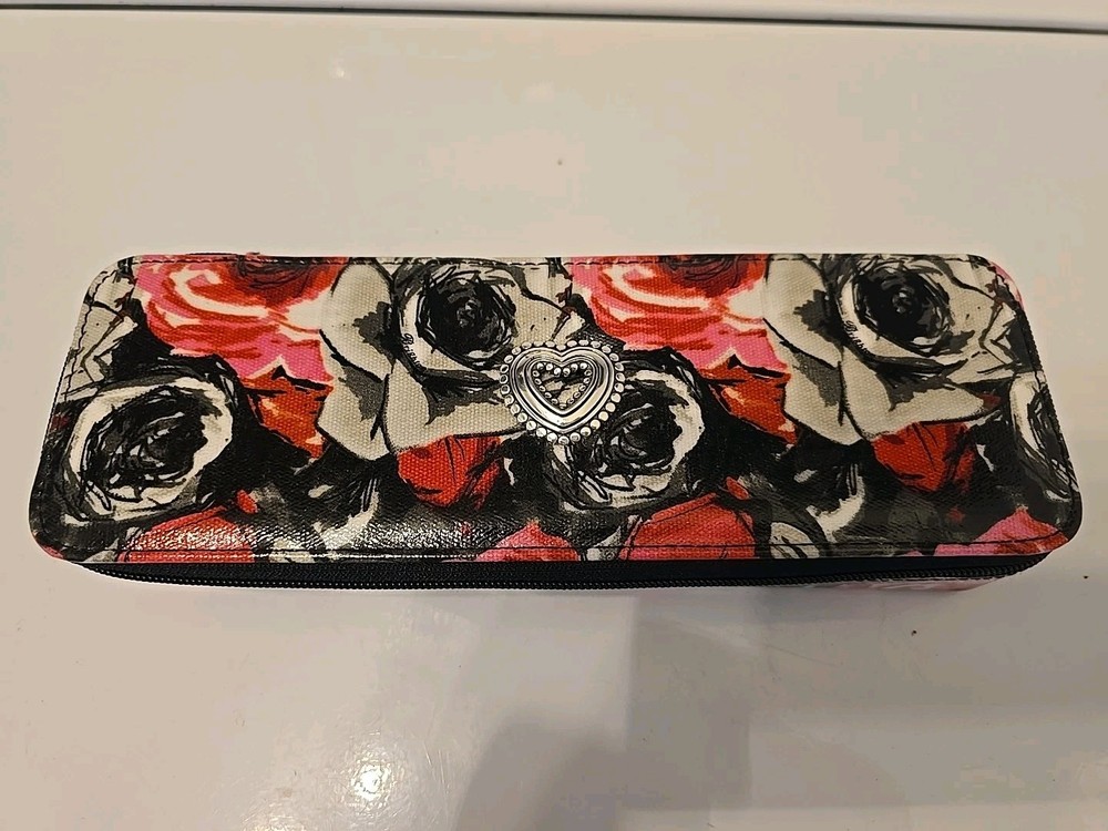Brighton Madison Rose Floral Zippered Travel Jewelry Case 11x3.7x1.75 Inches
