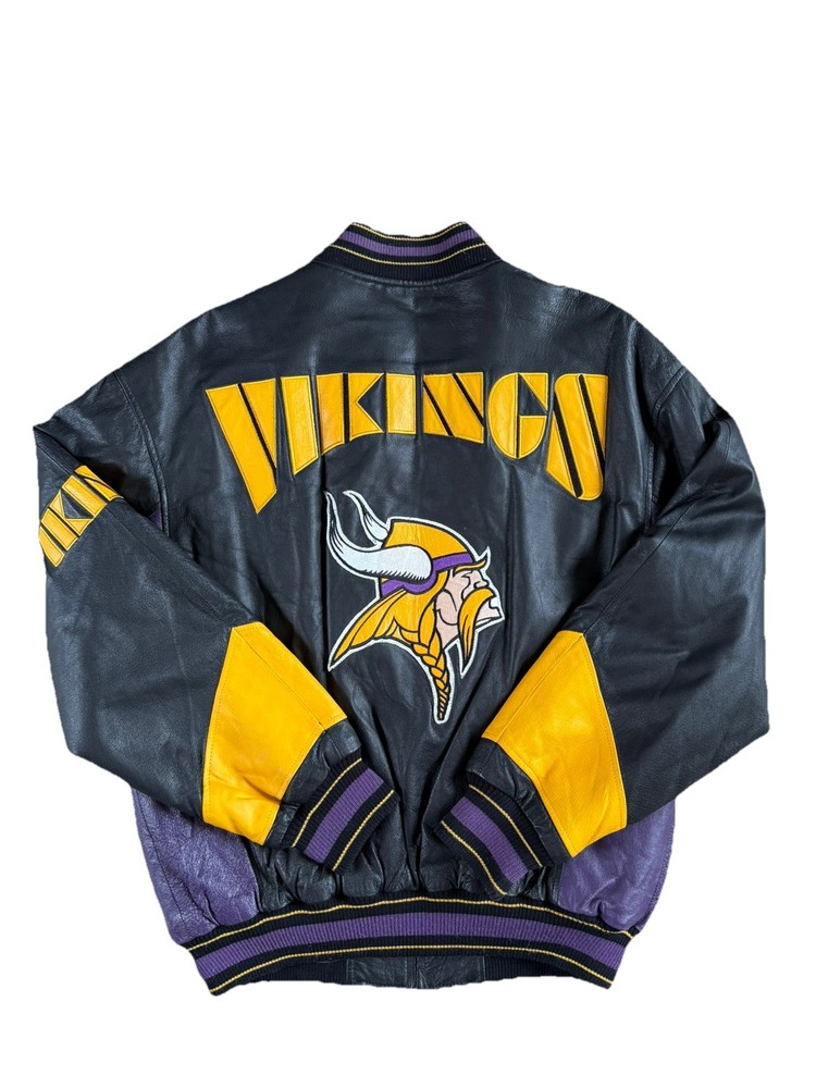 Vintage 90’s Minnesota Vikings Leather NFL 58 Sports Varsity Jacket Men’s large