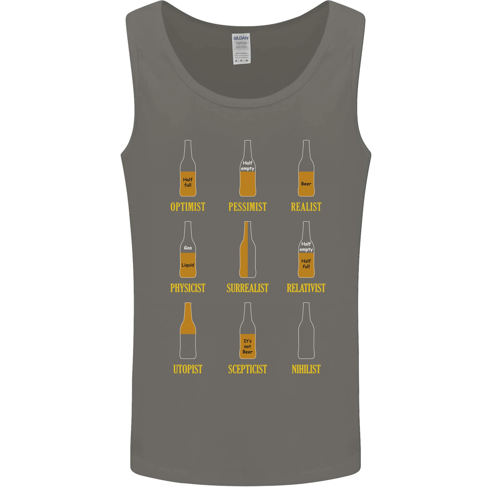 Optimism Pessimism Beer Alcohol Funny Mens Vest Tank Top