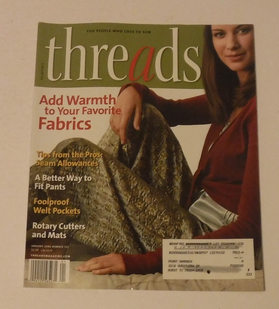 Threads Magazine December 2005/January 2006 Add Warmth to Your Favorite Fabrics