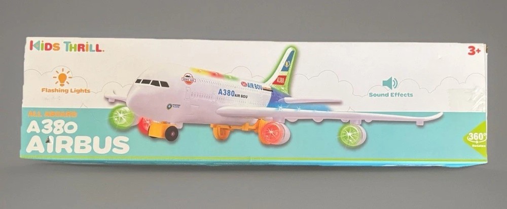NIB Sealed Airplane A380 Airbus Flashing Lights & Sounds Boys & Girls Ages 3+
