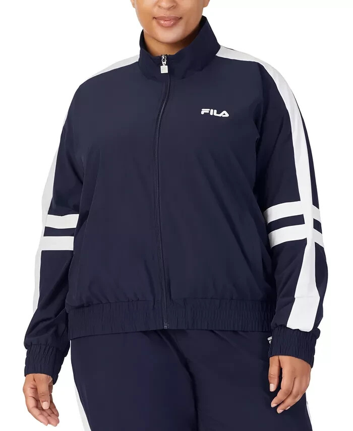 FILA NWT Women's Jovia Zip-Front Logo Track Jacket Navy Blue Plus Size 1X $70