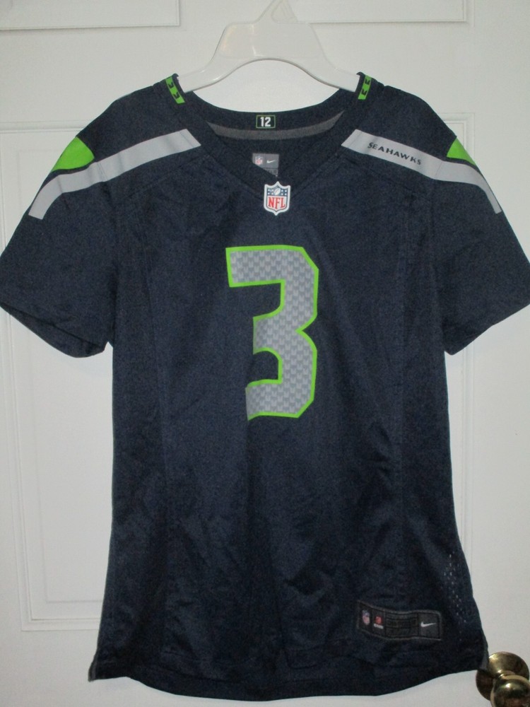 New Nike NFL Seattle Seahawks Jersey Russell Wilson L Large Nike Blue NWOT #3