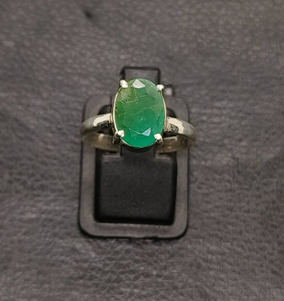 Zambian Emerald Ring in 925 Sterling Silver Size 7.5 US