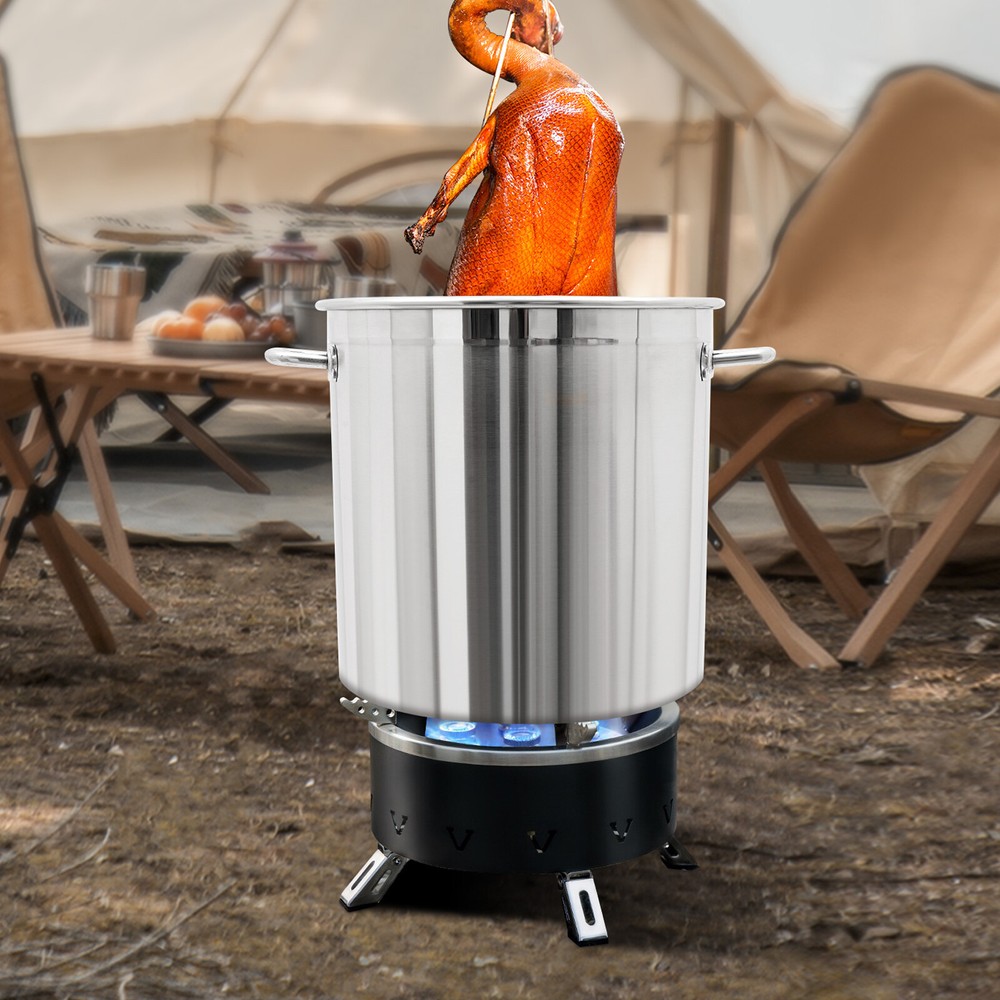 55 QT Stainless Steel Seafood Boil Pot With Basket Heavy Duty Cooking Pot W/ Lid