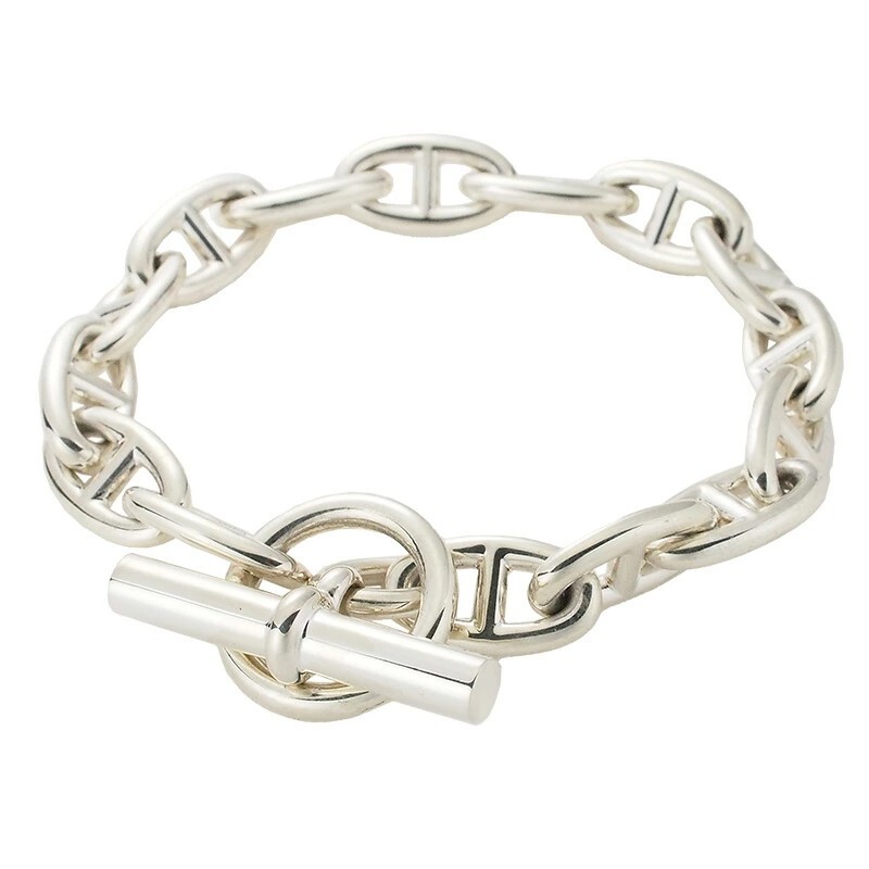 HERMES Chaine dAncre GM Silver Bracelet SV925 15 Links