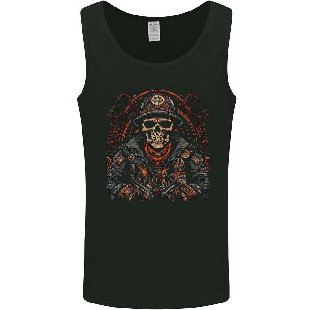 A Biker Skull Motorbike Motorcycle Chopper Mens Vest Tank Top
