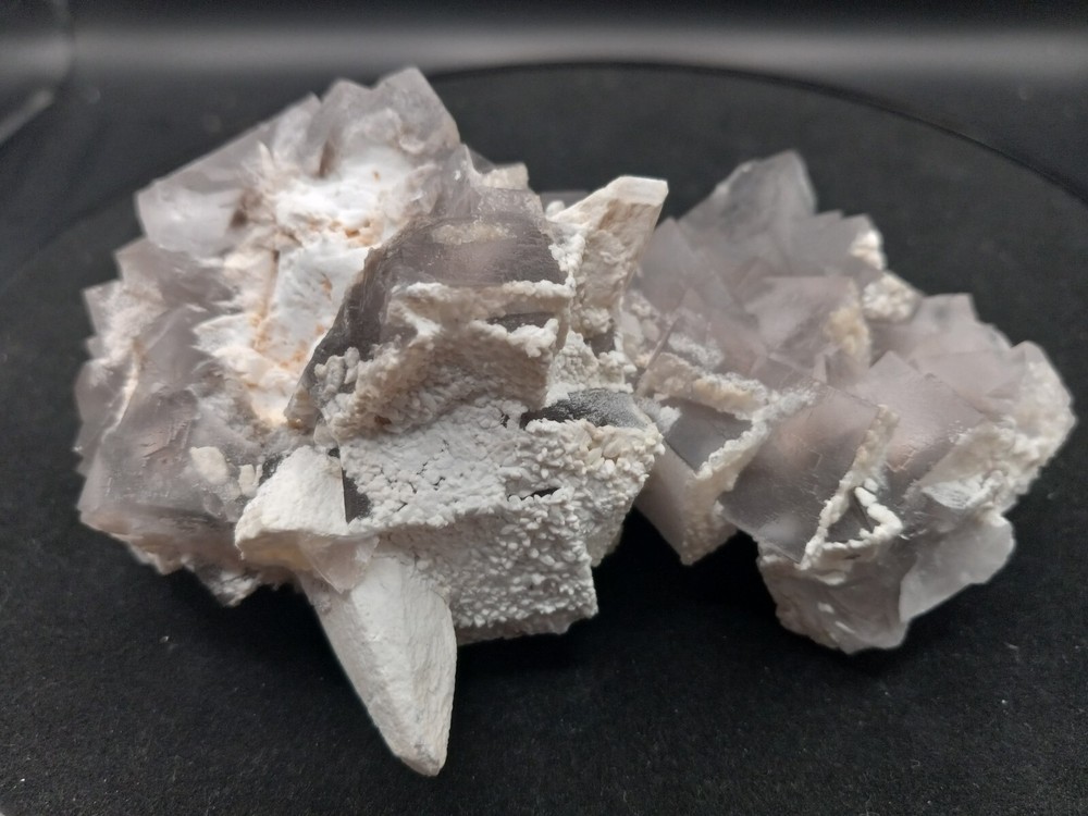 Grey Cube Fluorite Cluster with Calcite from Pakistan 🇵🇰