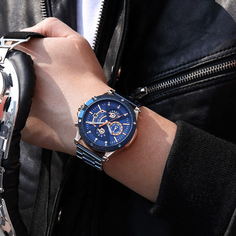 Multifunctional Sports Watch with Stainless Steel Band and Glow Feature