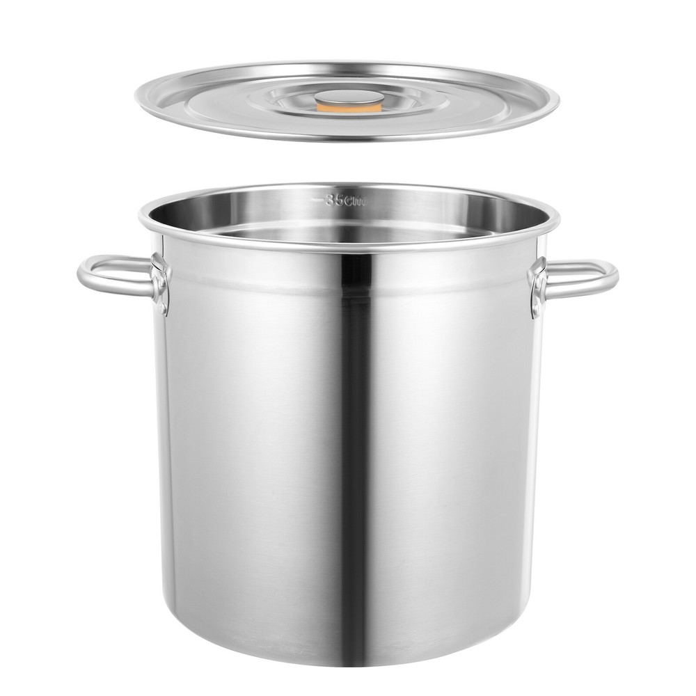 35L/9.25Gal Stock Pot Stainless Steel Large Kitchen Soup Big Cooking Restaurant