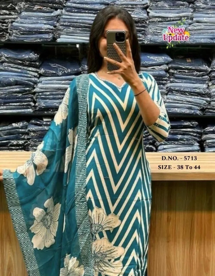 Beautiful Heavy Muslin Silk, Adda Beads Sequins Work kurti wit pant Dupatta Set