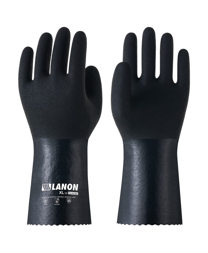 LANON Nitrile Chemical Resistant Gloves, Reusable Heavy-Duty Rubber Gloves wi...