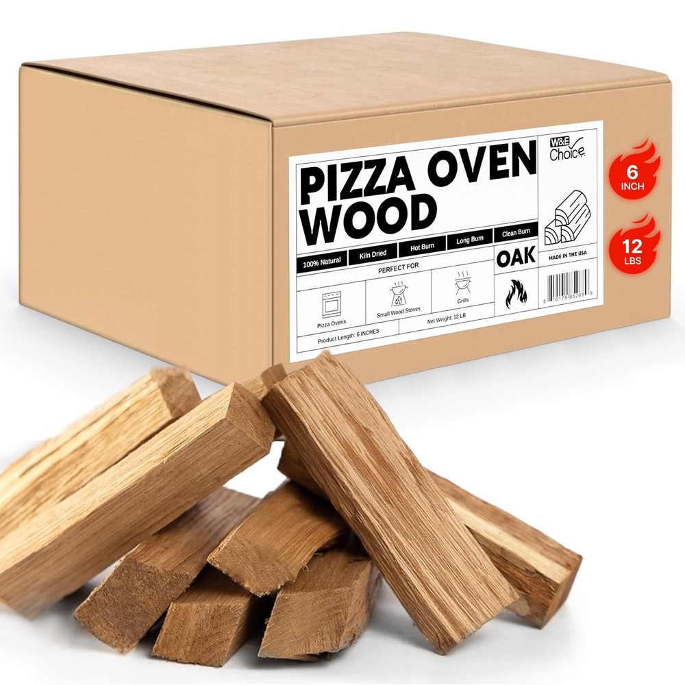 Pizza Oven Wood 6 Inch Mini Logs, 12 lbs Box, Kiln Dried Oak Firewood for Piz...