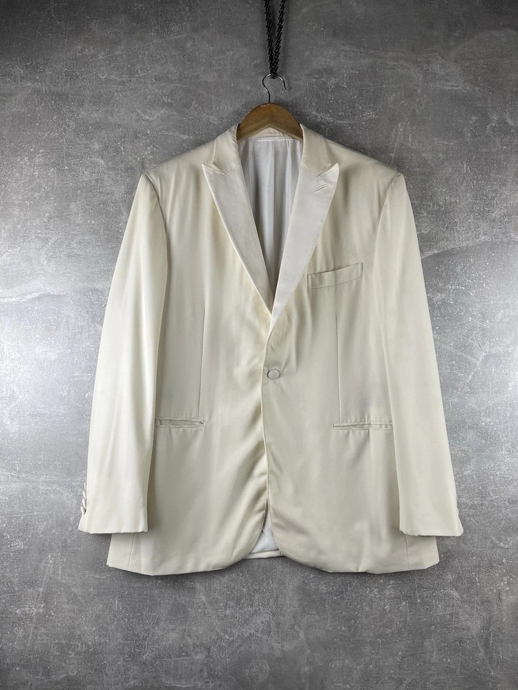 Brioni Ivory Wool Single Button Cocktail Blazer Sport Coat Size 54R Made in IT