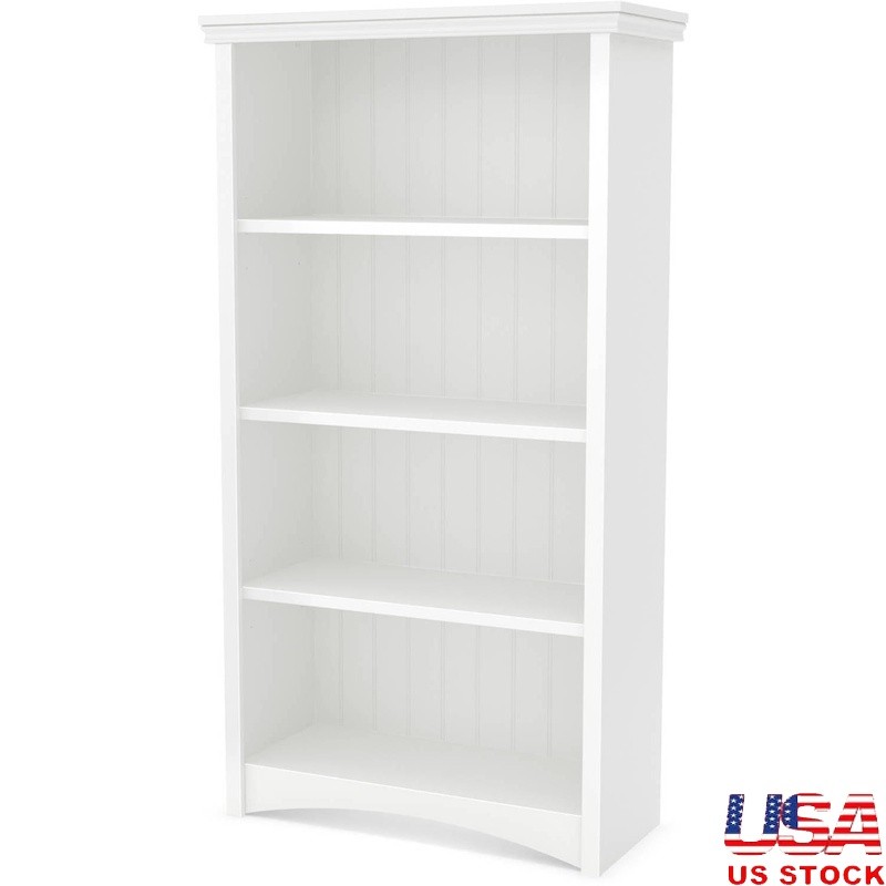 4-Shelf Bookcase Vertical Storage Adjustable Shelves for Home Office & Living Room