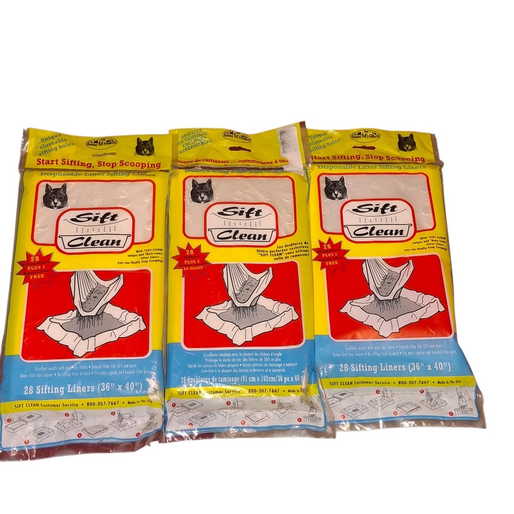 Sift Clean Kitty Cat Litter Box/Pan Sifting Liners NEW! 3 Pack 84 Liners Sealed