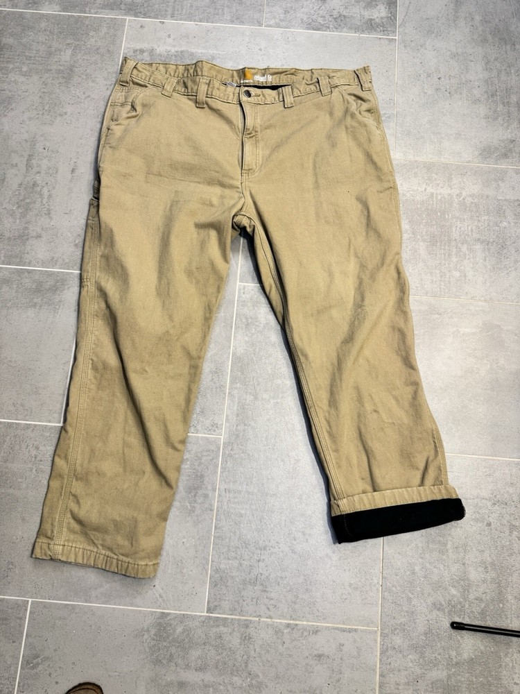 Carhartt Pants Fleece Lined Carpenter Rugged Flex Rigby Tan Mens 44X30