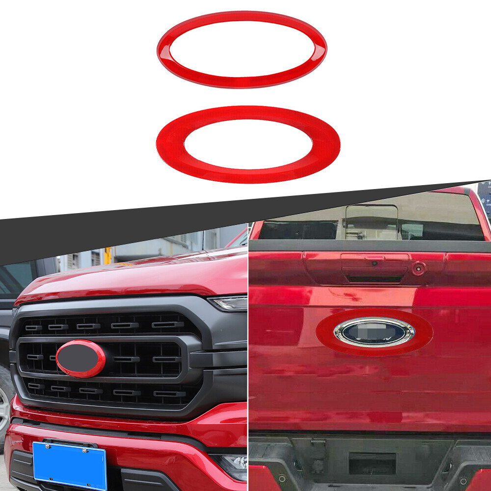 Front/Rear Logo Emblem Badge Cover Trim Ring For Ford F150 2021+ Red Accessories
