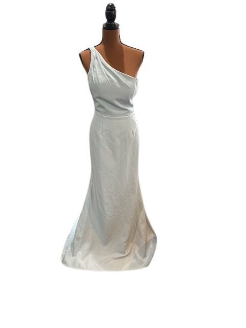 Ieena Mac Duggal 26266 One Shoulder Jersey Mermaid Gown SZ 8 Powder Blue