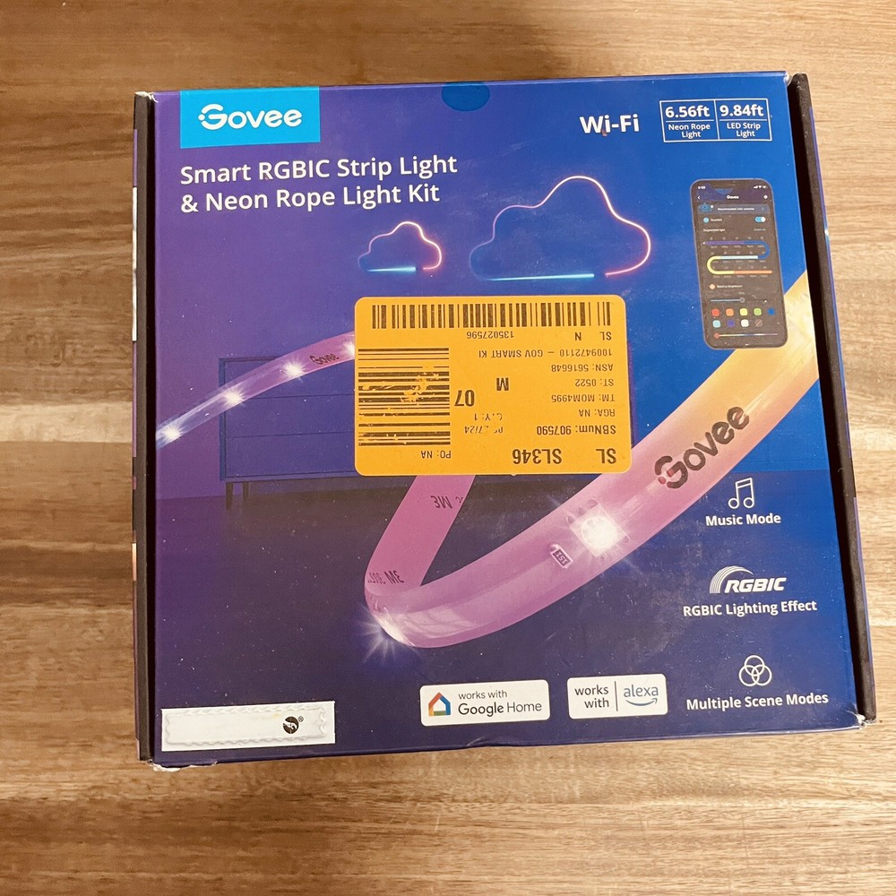 Govee RGBIC Smart 9.8ft Strip Light & 6.5ft Neon Rope Kit with Music Sync
