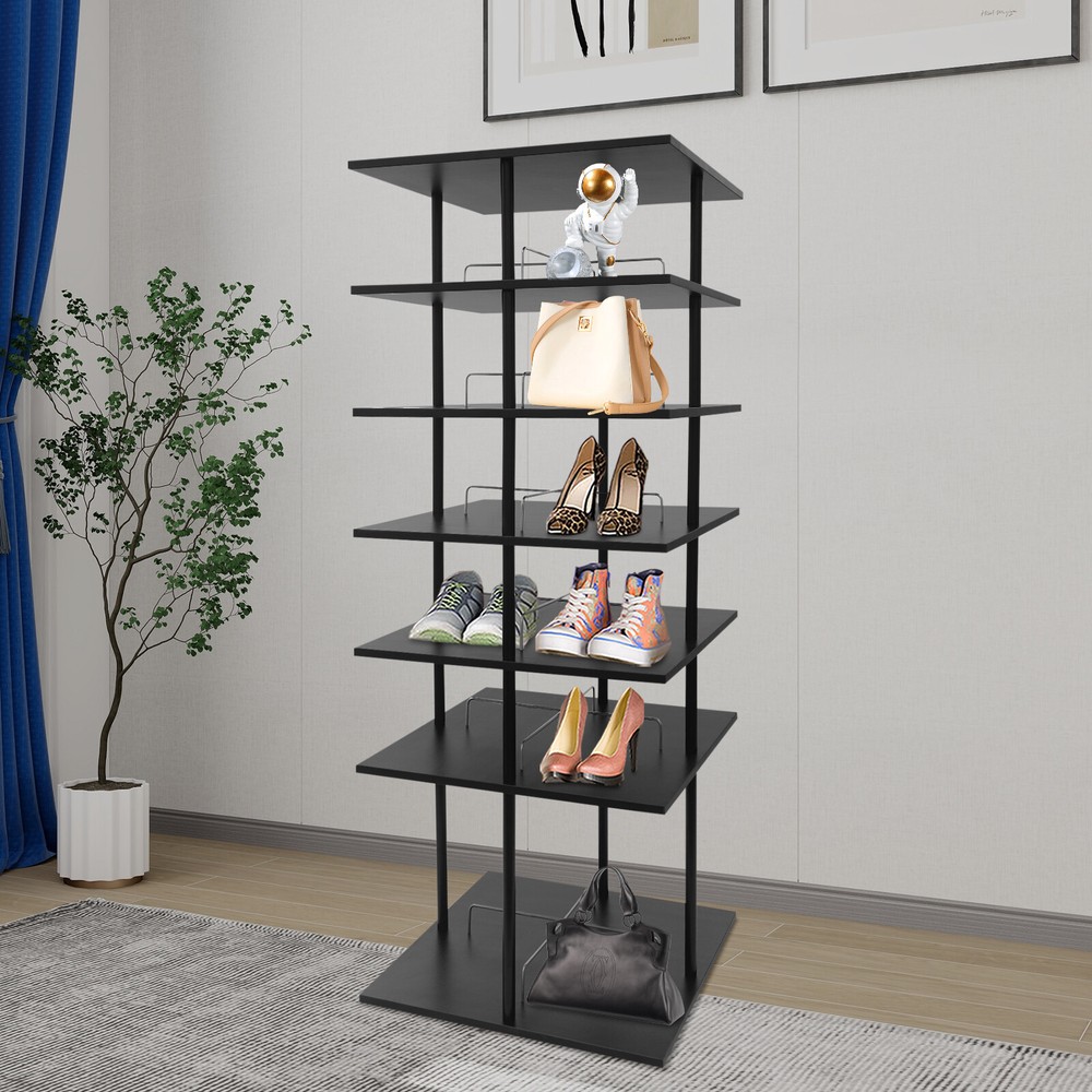 360° Rotating 6-Tier Shoe Storage Rack Organizer in Black