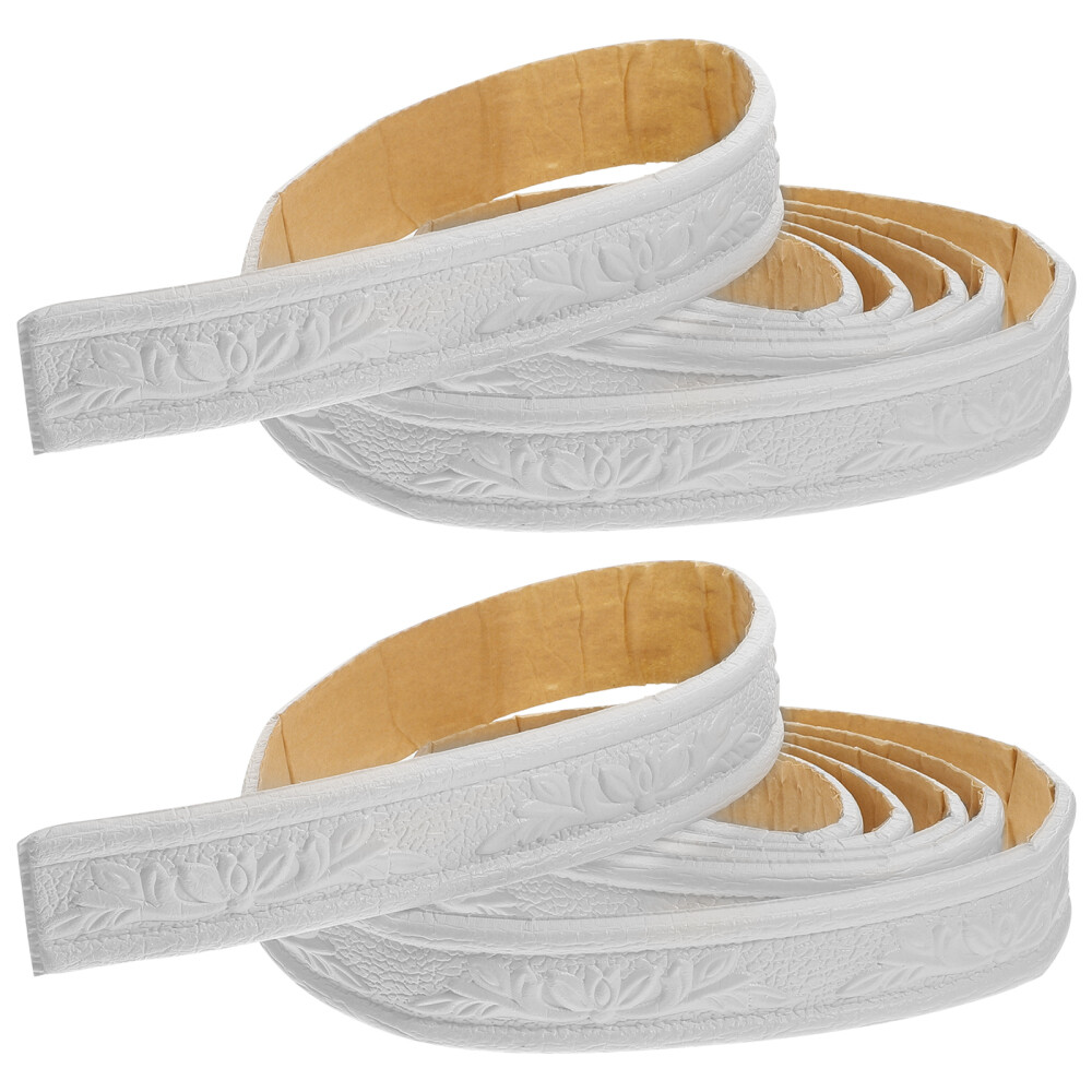 2 Roll 3d Wallpaper Border Baseboard Trim Sticker TV Decoration Office