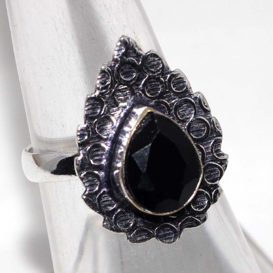 Black Onyx 925 Silver Plated Gemstone Handmade Ring US 7 Exquisite Gift JW