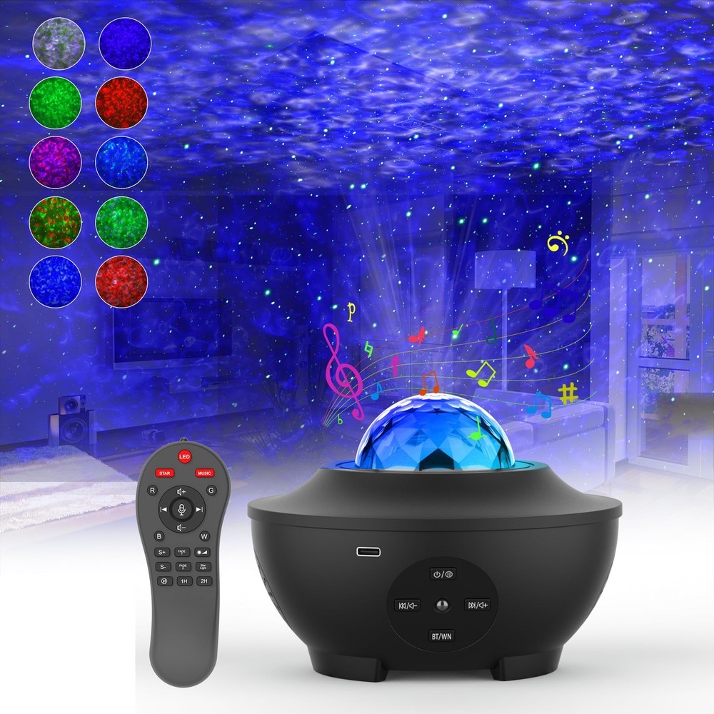Star Projector, Galaxy Projector with Bluetooth Music Speaker,Ocean Wave Nigh...