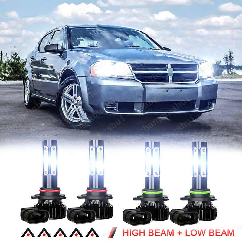 6000K Front LED Headlight Bulb For Dodge Avenger 2008-2014 High & Low Beam Set 4