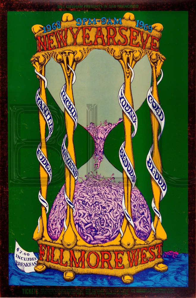 1968 Vanilla Fudge New Years Eve Fillmore West Concert Poster 13x19