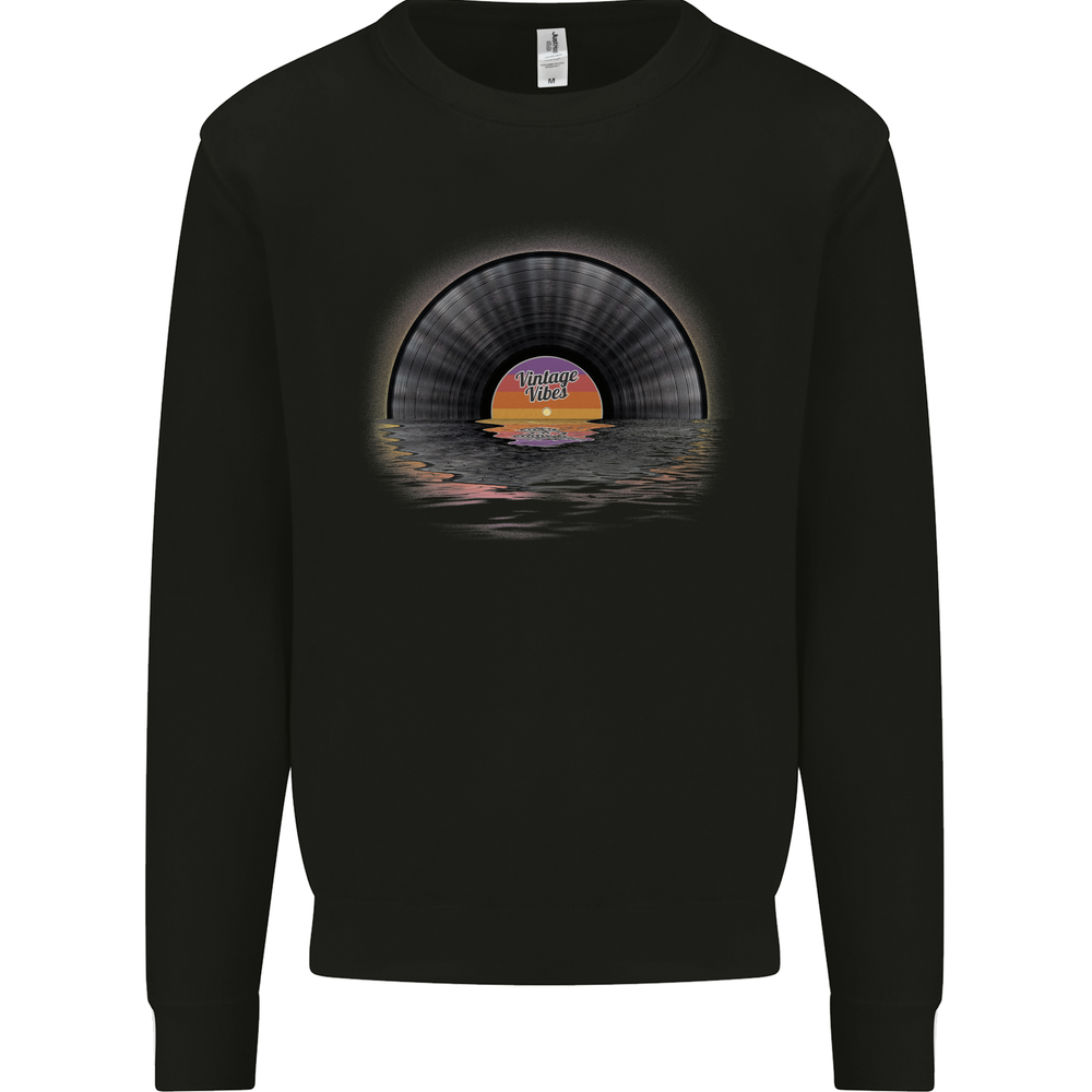 Vinyl Sunset Record LP Turntable Music Mens Sweatshirt Jumper