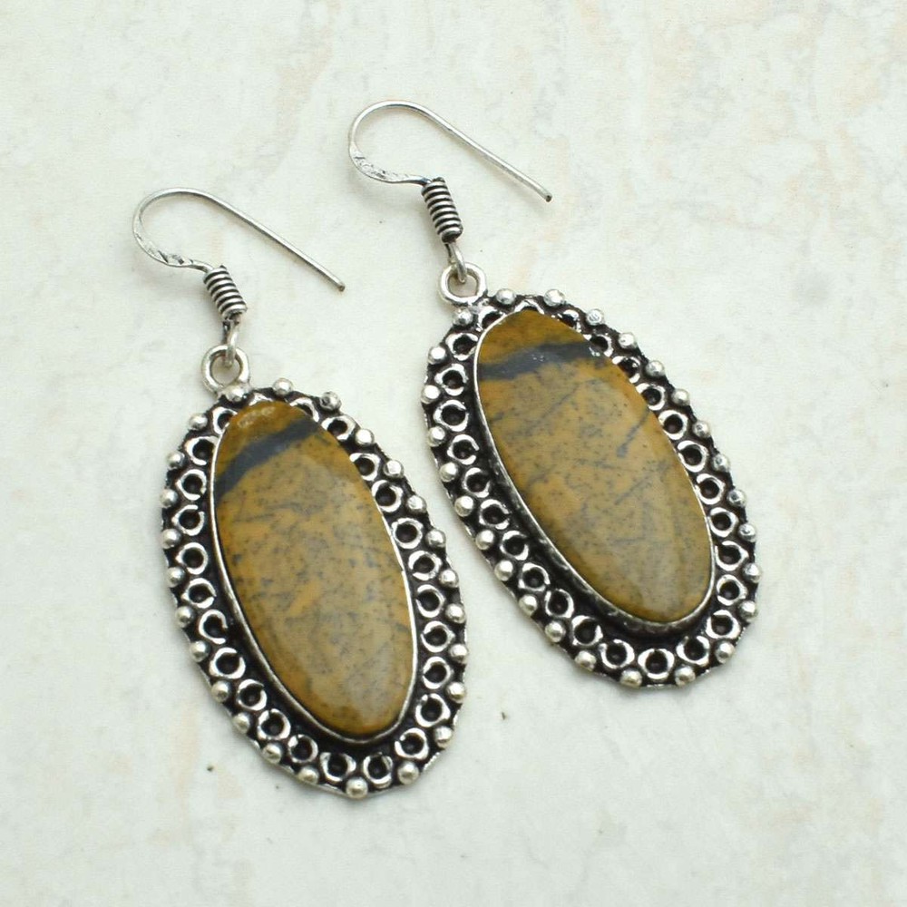 Dendrite Opal Gemstone Handmade Drop Dangle Earrings Jewelry Gift 2