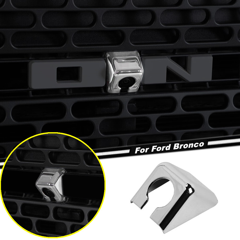 Fit For 21-2024 Ford Bronco Chrome Center Grill Grille Insert Camera Cover Trim