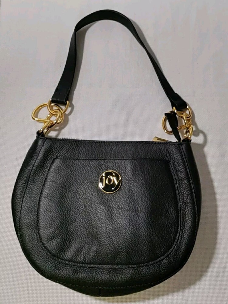 JOY Chic Bubbled Leather Shoulder Bag Black Medium Satchel Hand Bag