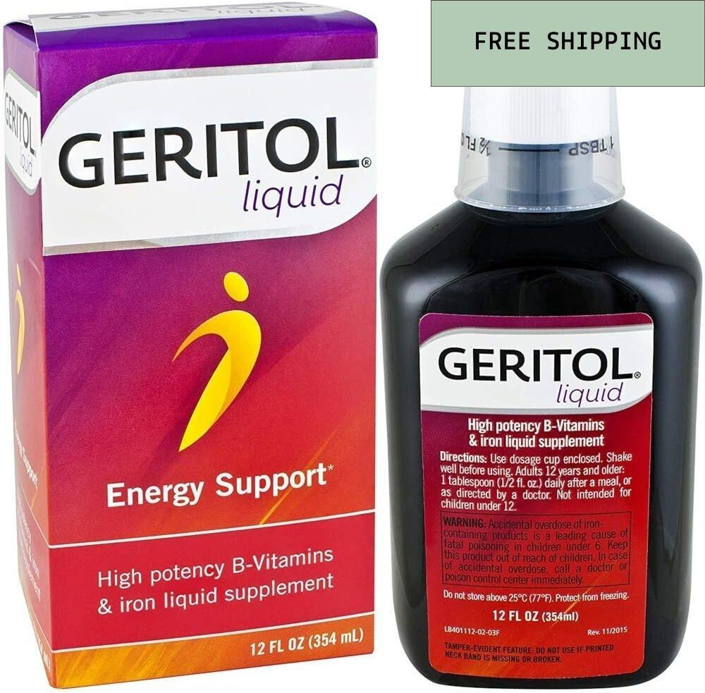 Geritol Liquid Energy Support B-Vitamins 12 oz Iron Suplement & Energy Support