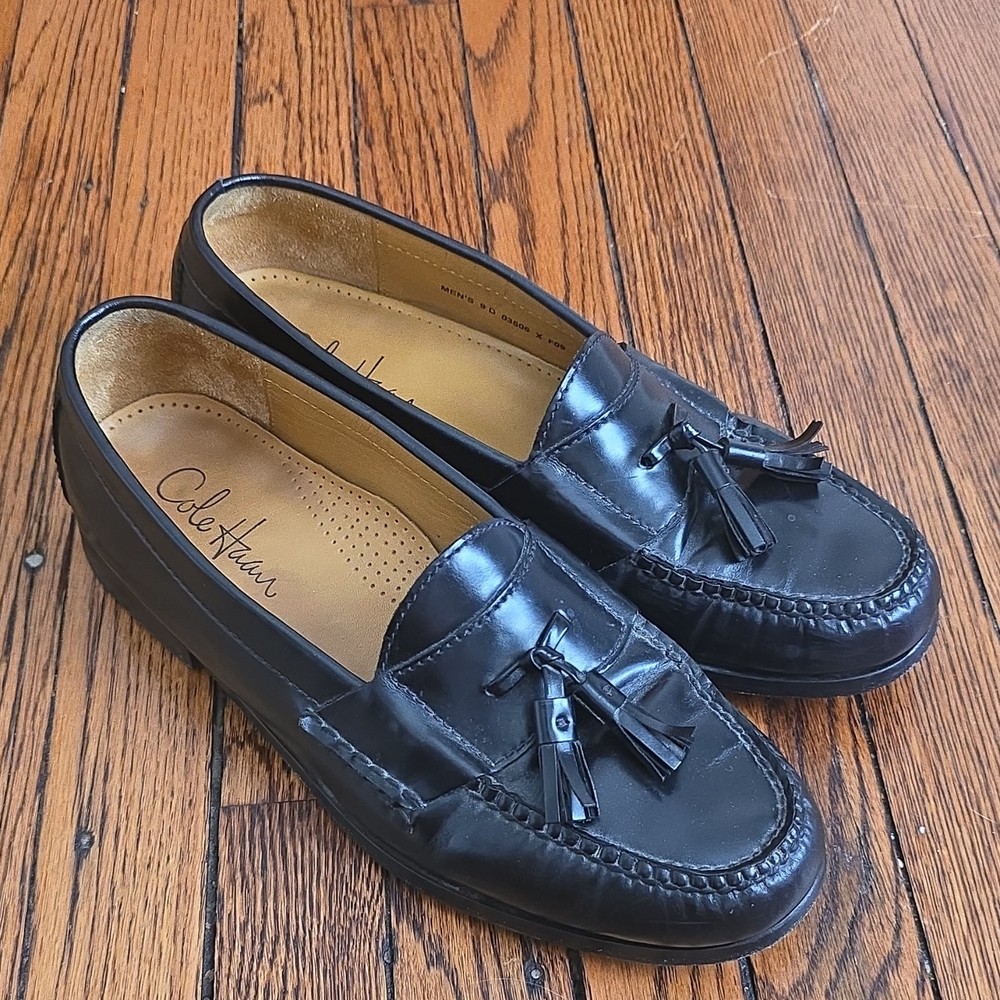 Cole Haan Black Leather Tassel Loafer Men's Dress Shoes Size 9 D 03506