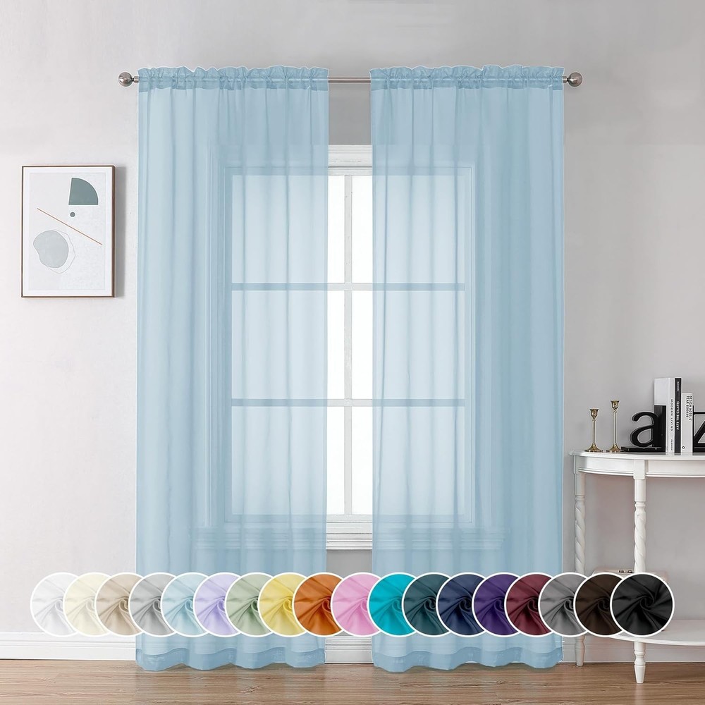 Sheer Curtains 72 Inch Length 2 Panels, Light 42