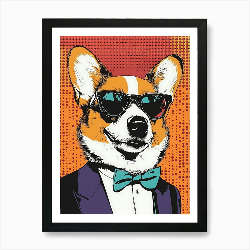 Corgi In A Suit 2 Art Print Framed Wall Art Poster Canvas Print Picture