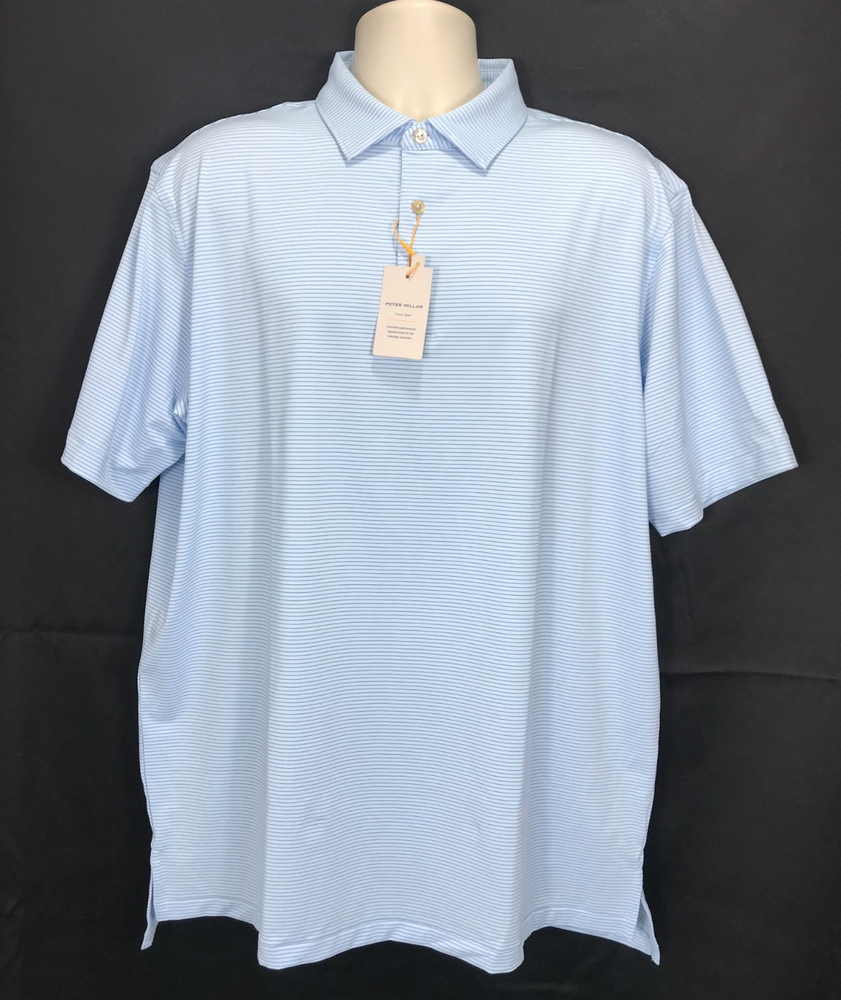 Peter Millar Crown Sport Men's Size XL Blue Summer Comfort Striped Polo $105 NWT